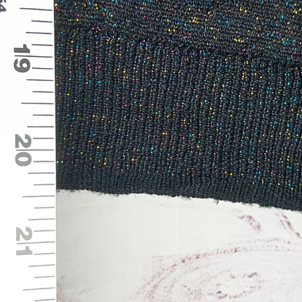 AQUA Speckled Sweater Womens XS Black Metallic Crewneck Lightweight Pullover